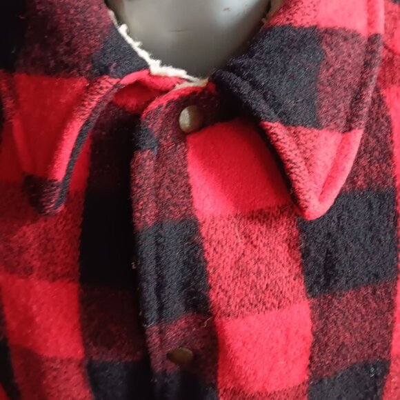 Men's XL Vintage Jacket Buffalo Plaid Wool Blend Damart 1980's Logger Coat - Picture 4 of 7